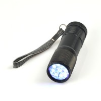 Cheap 390-400nm 9 LED Aluminum 3*AAA Battery UV Torch UV flashlight